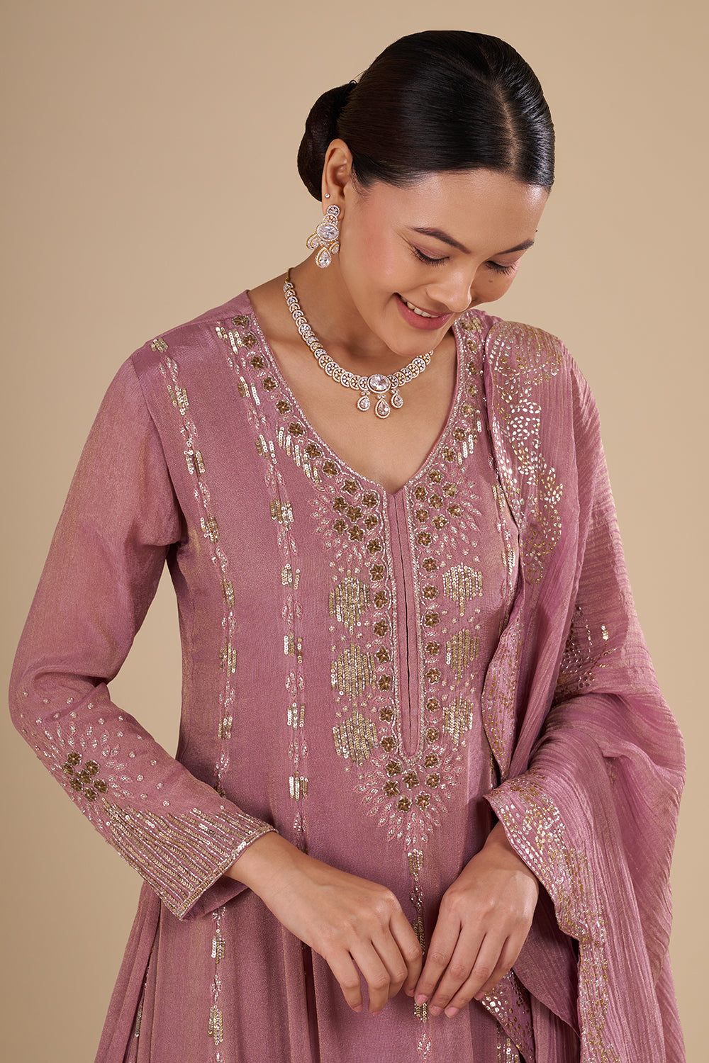 Rose Mauve Silk Blend Kurta Set