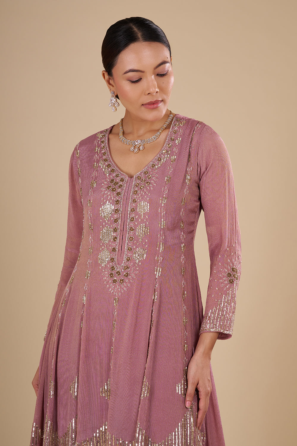 Rose Mauve Silk Blend Kurta Set