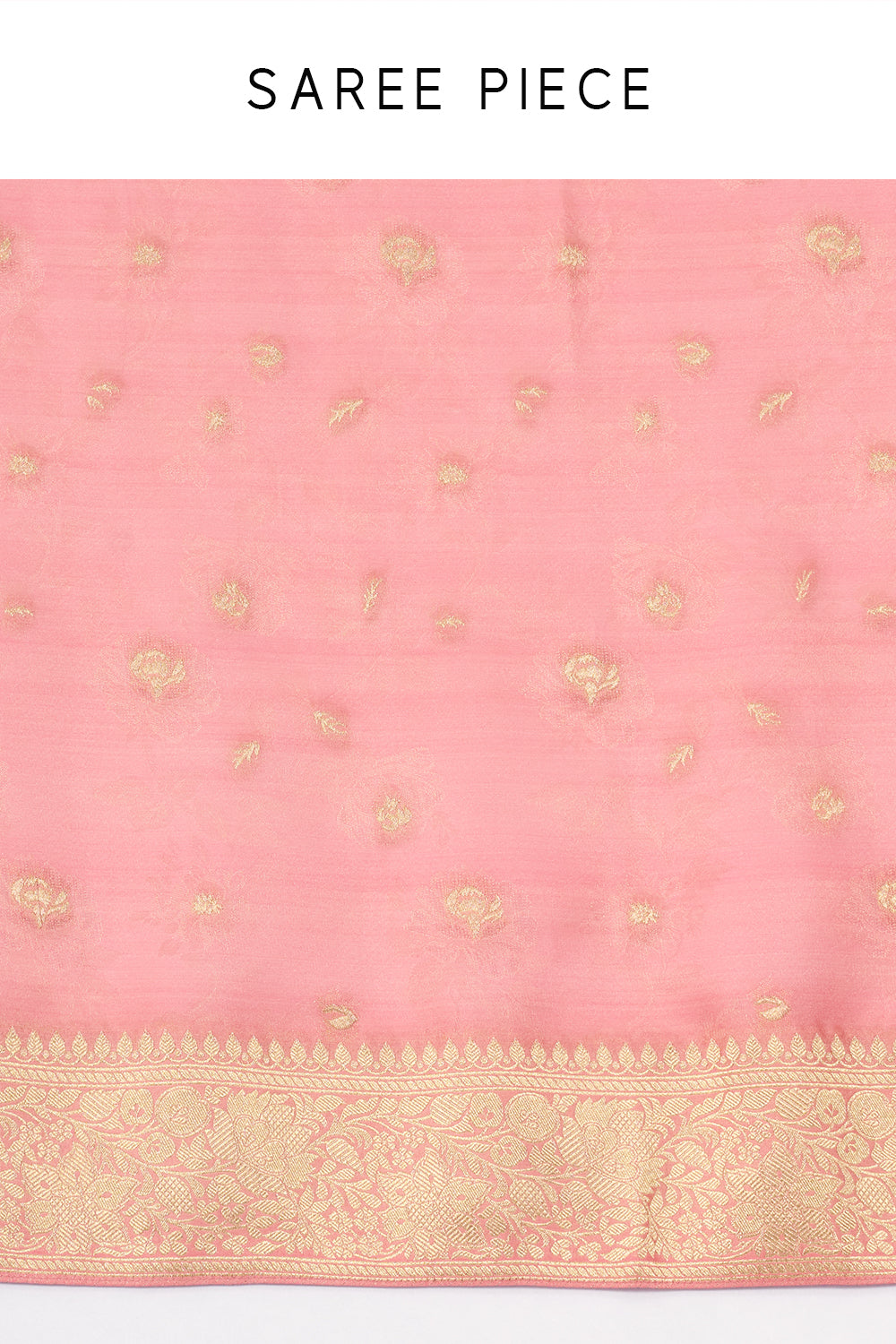Rose Pink Art Silk Brocade Saree with Floral Motifs