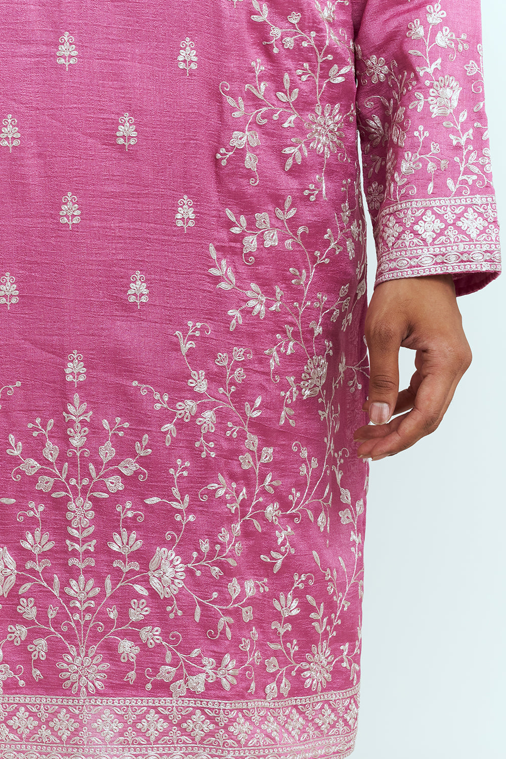 Rose Pink Embroidered Men's Kurta Set