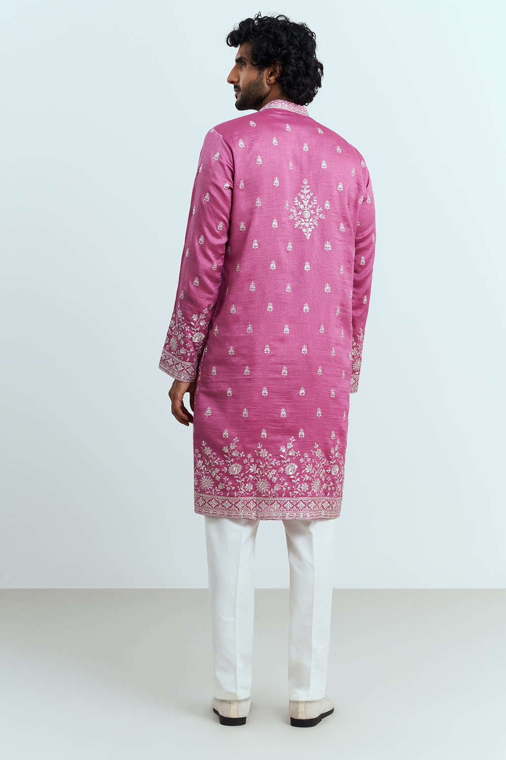 Rose Pink Embroidered Men's Kurta Set