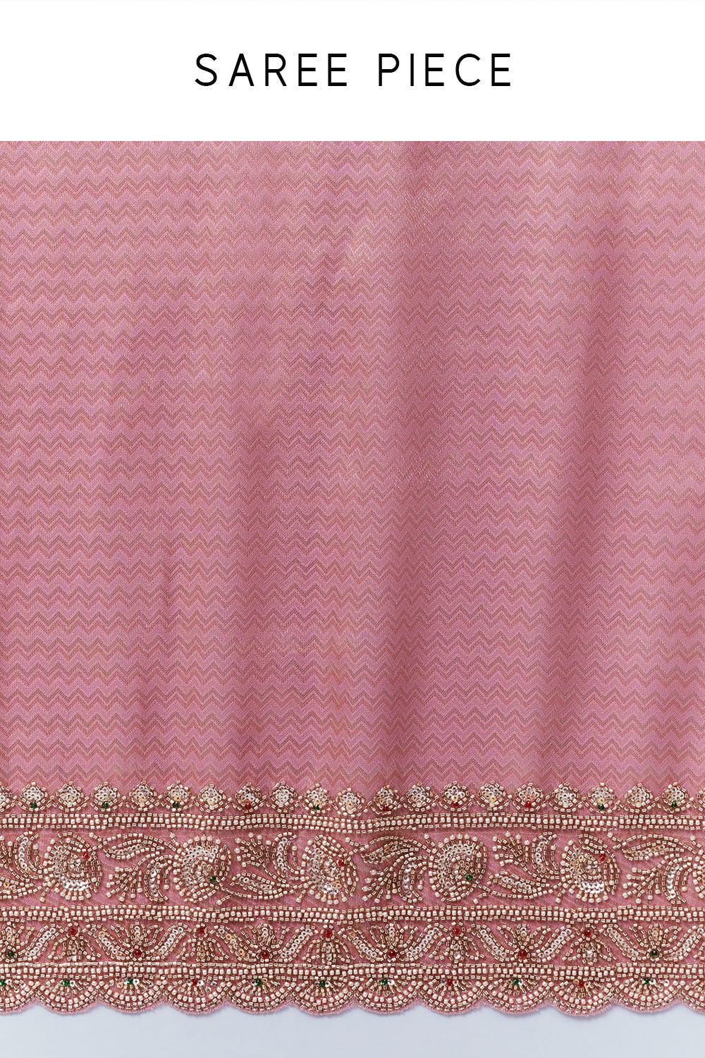 Rose Pink Shimmer Zari Tissue Saree with Cutdana Work