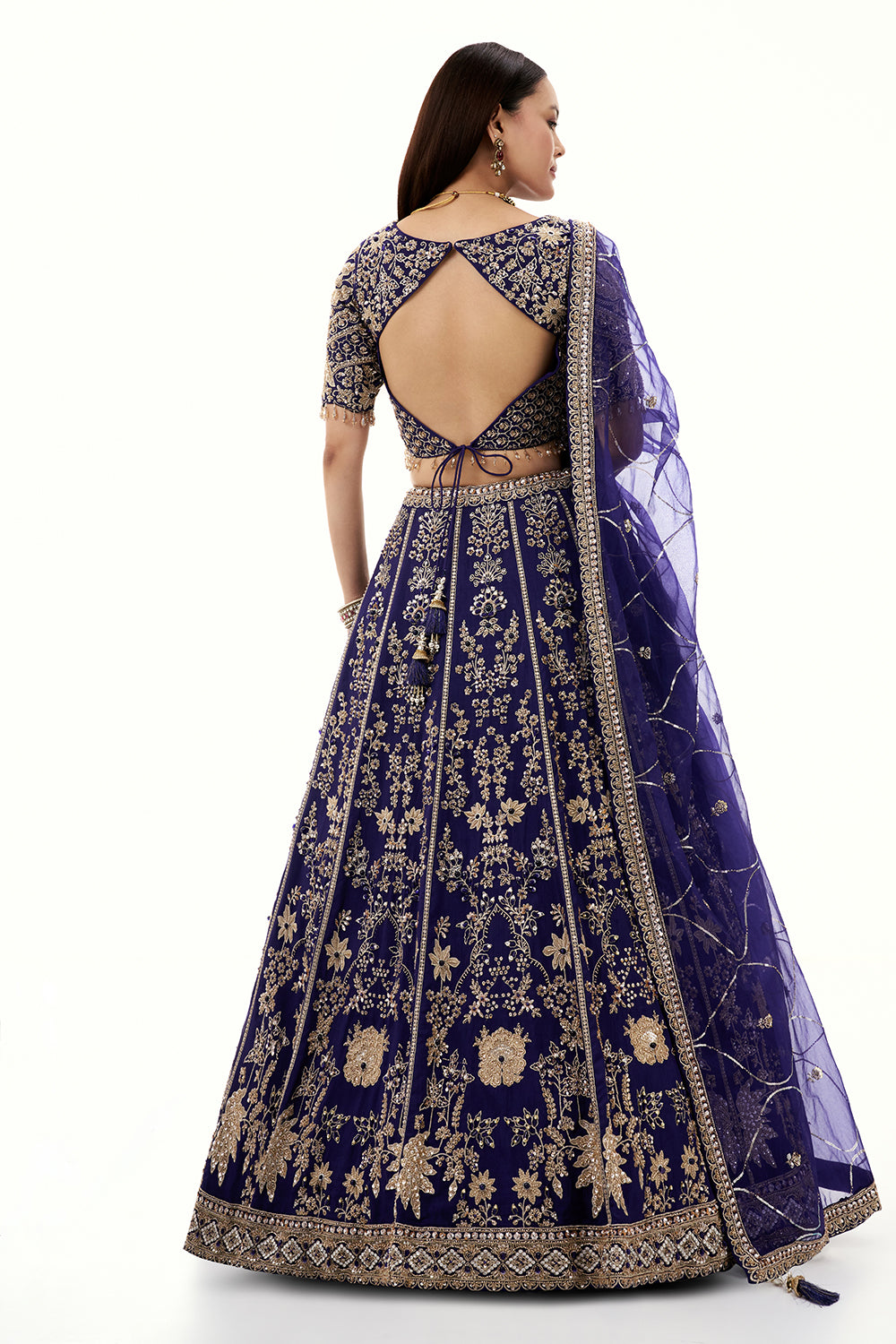 Royal Blue Art Silk Lehenga with with Zari and Cutdana Work