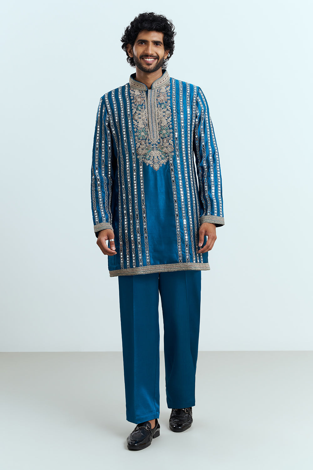 Royal Blue Embroidered Men's Kurta Set