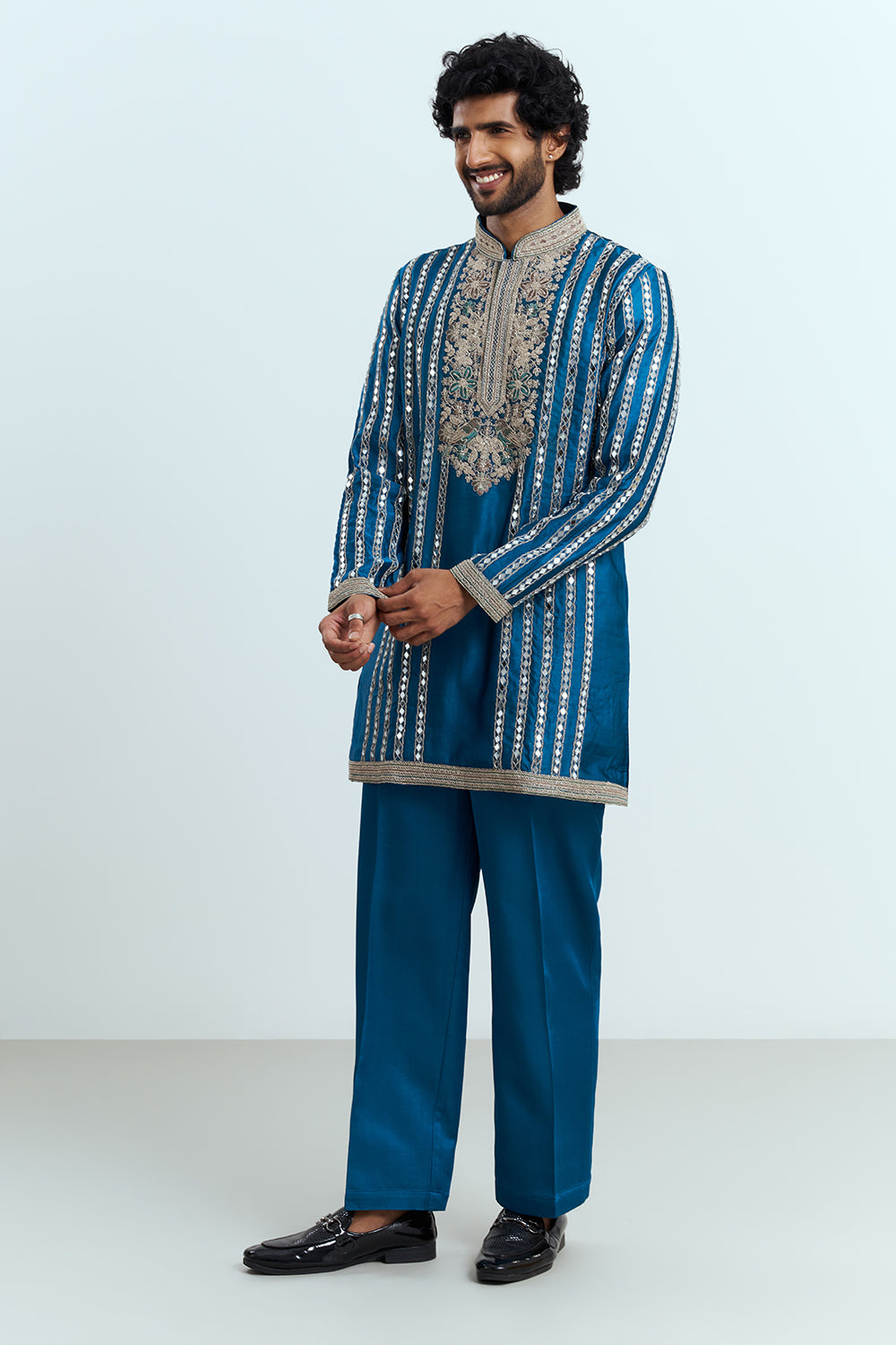 Royal Blue Embroidered Men's Kurta Set