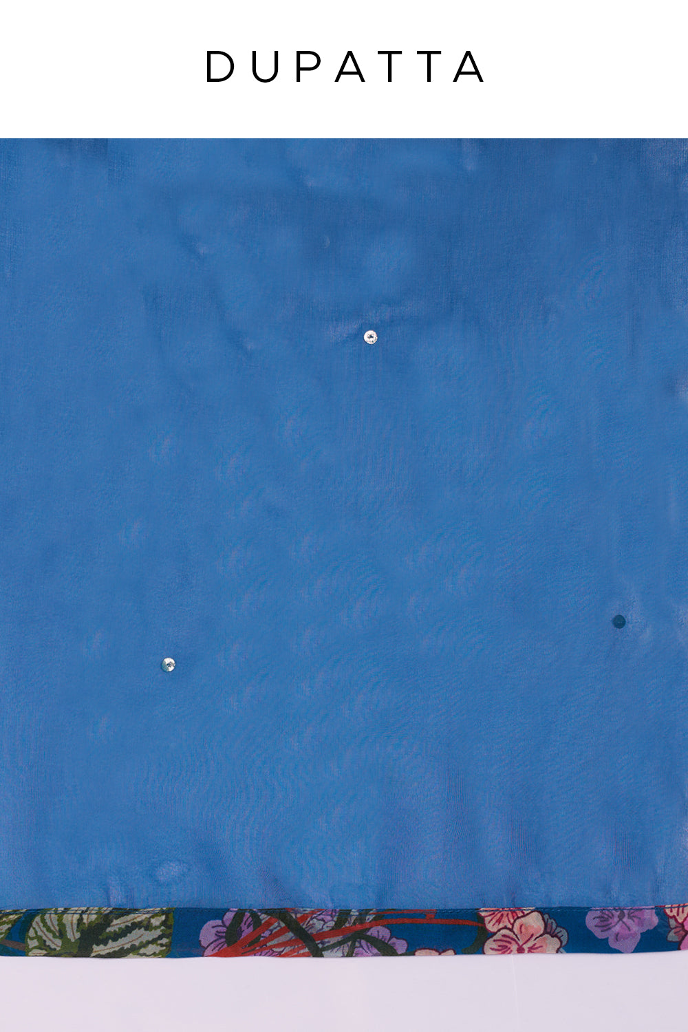 Royal Blue Organza Floral Printed Indo-Western Set