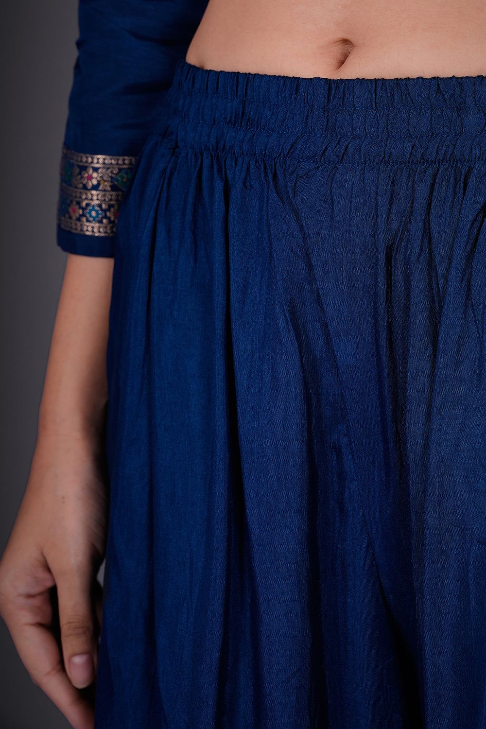 Royal Blue Pure Silk Banarasi Kurta Set with Zari Embroidery