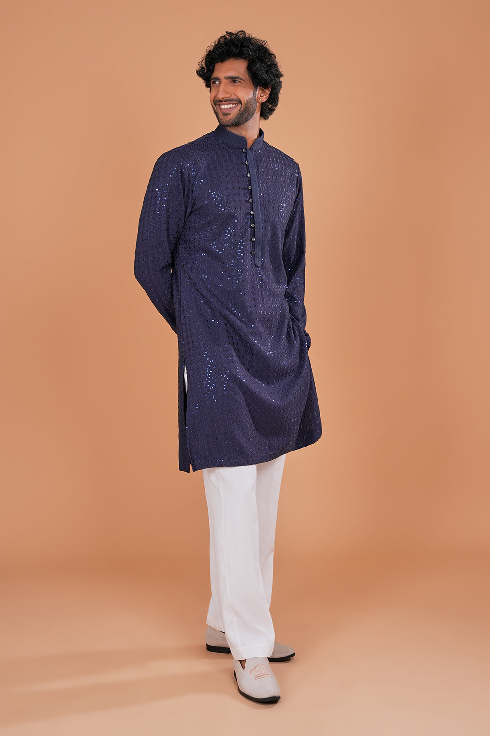Royal Blue Sequin Embellished Kurta