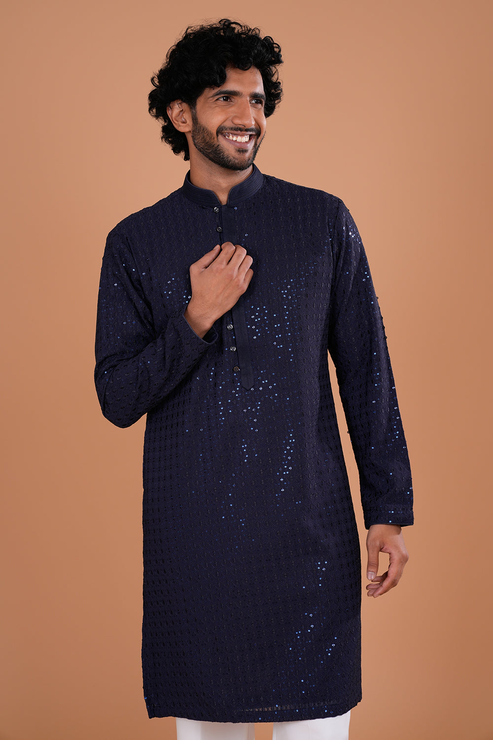Royal Blue Sequin Embellished Kurta