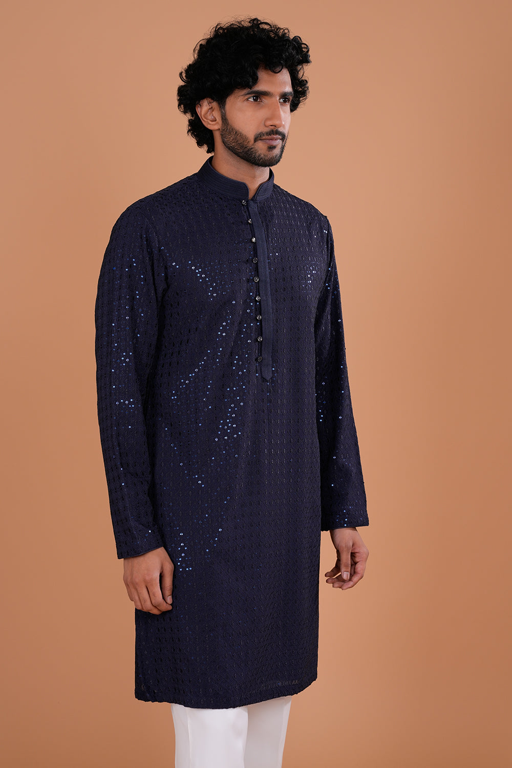 Royal Blue Sequin Embellished Kurta