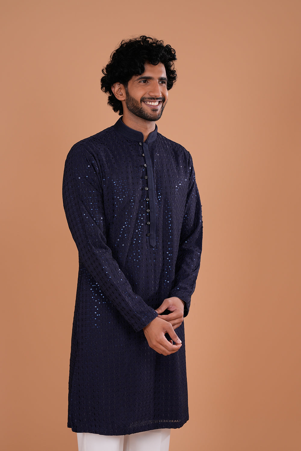 Royal Blue Sequin Embellished Kurta
