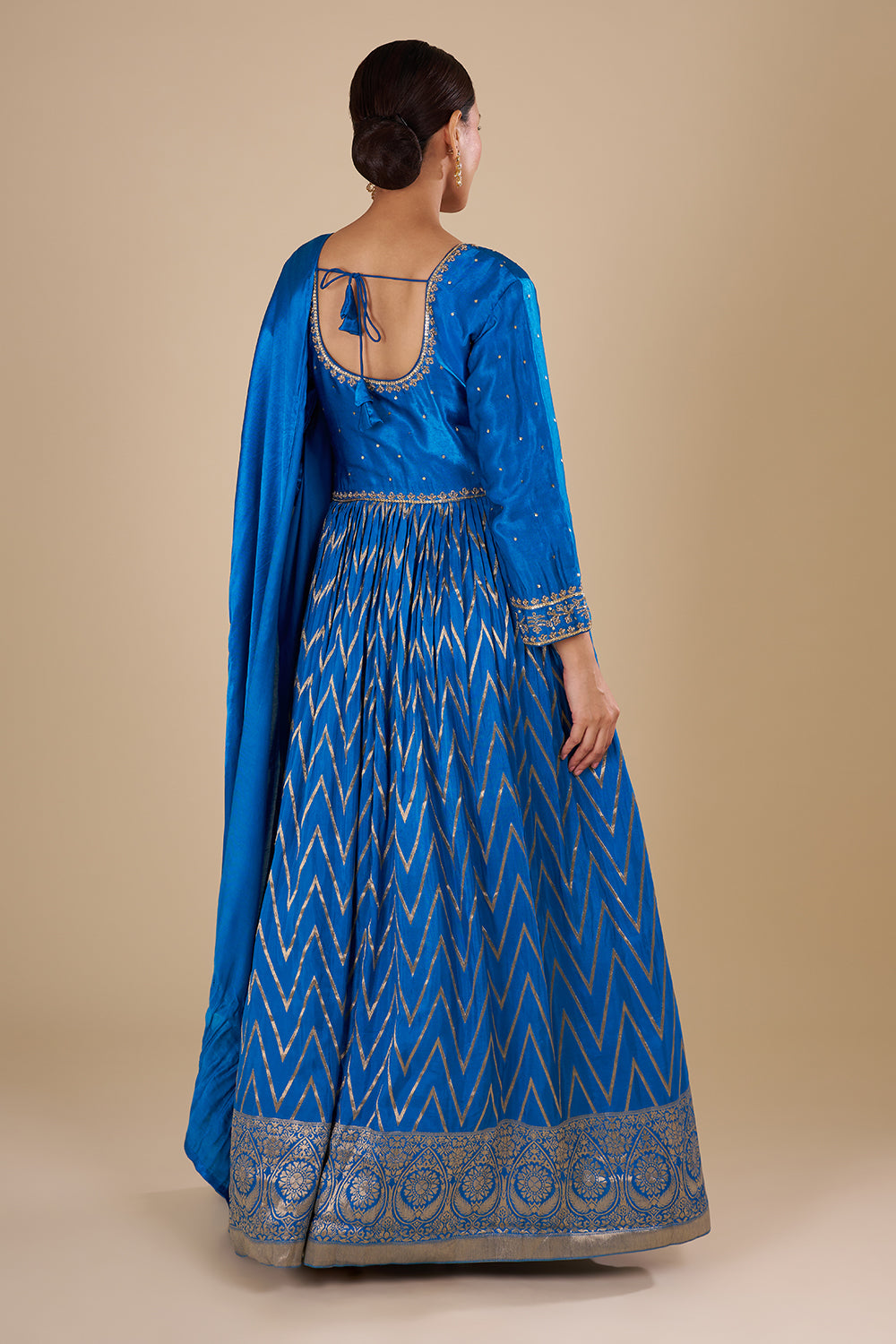 Royal Blue Silk Blend Anarkali Set