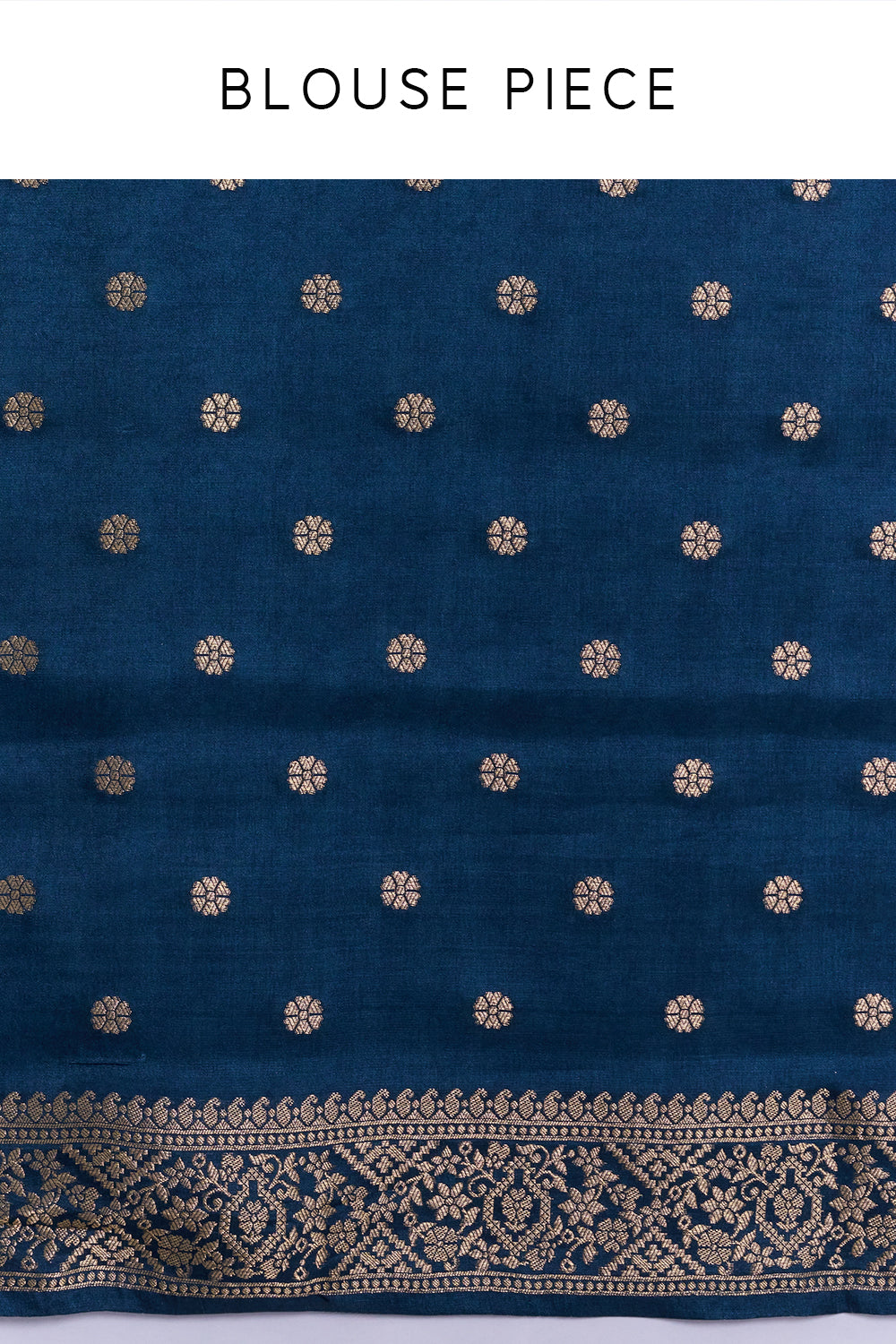 Royal Blue Tussar Silk Printed Saree And Unstitched Blouse