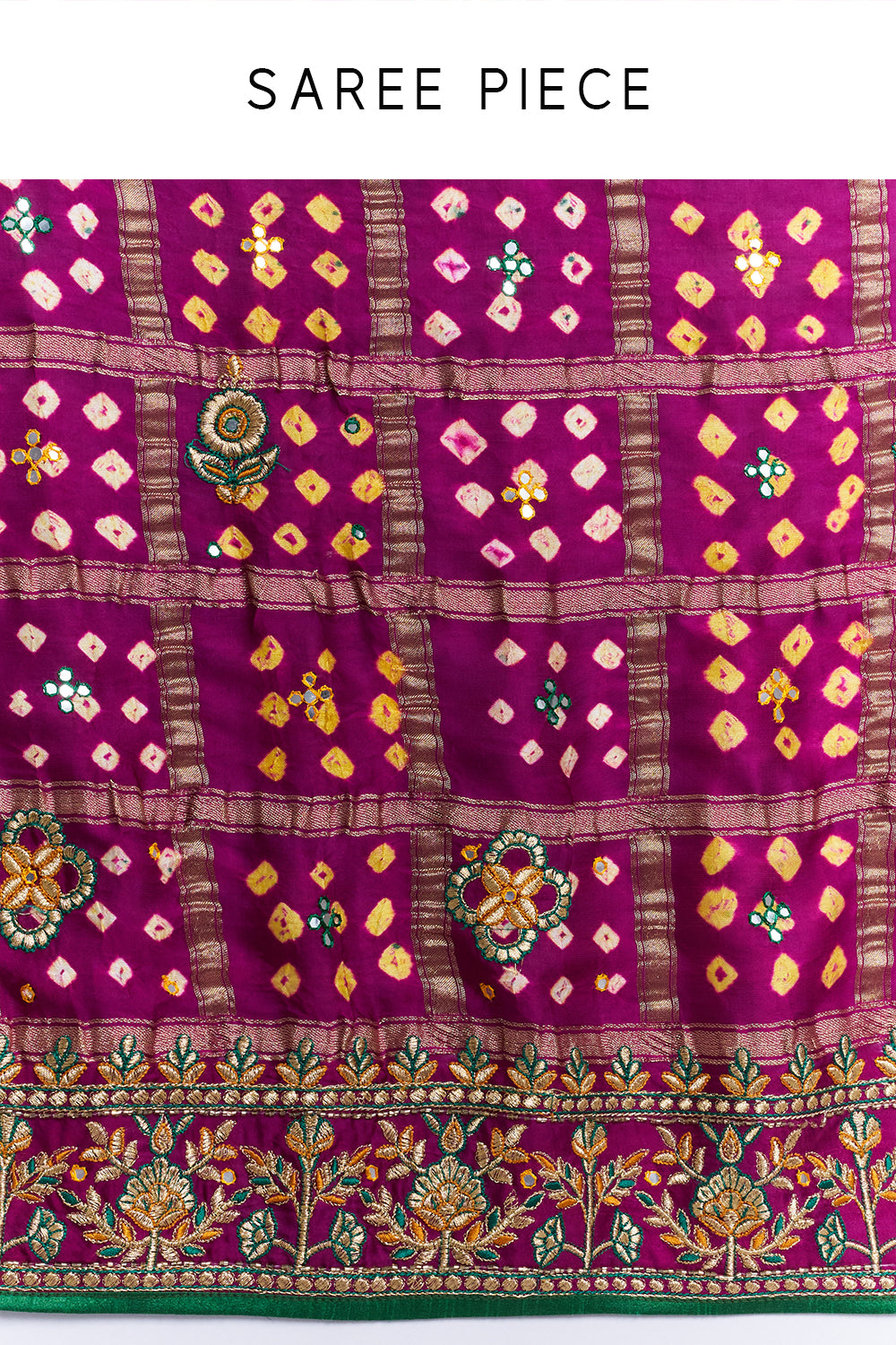 Deep Plum Bandhej Gharchola Embroidered Saree