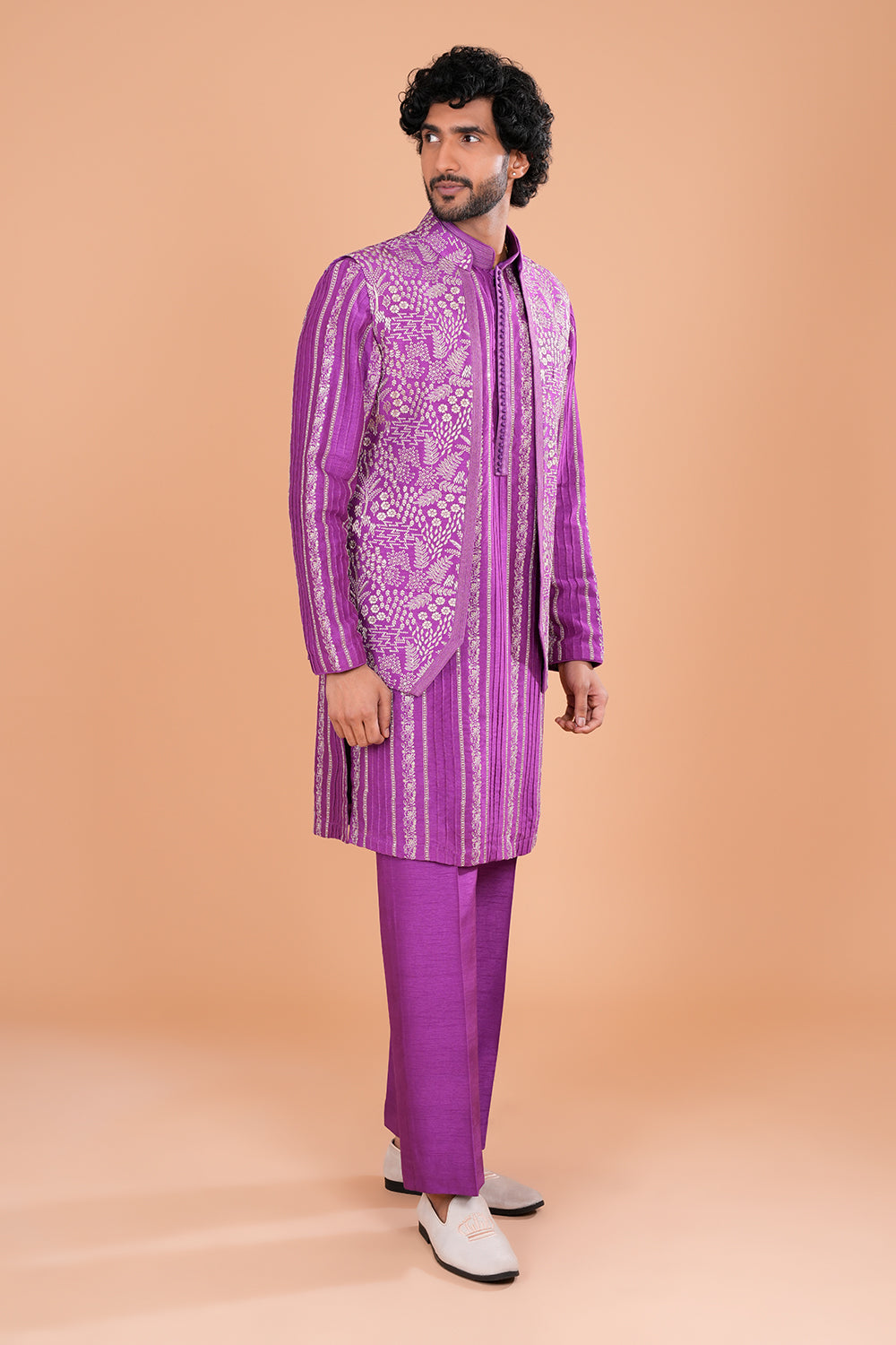Royal Purple Embroidered Bundi Set