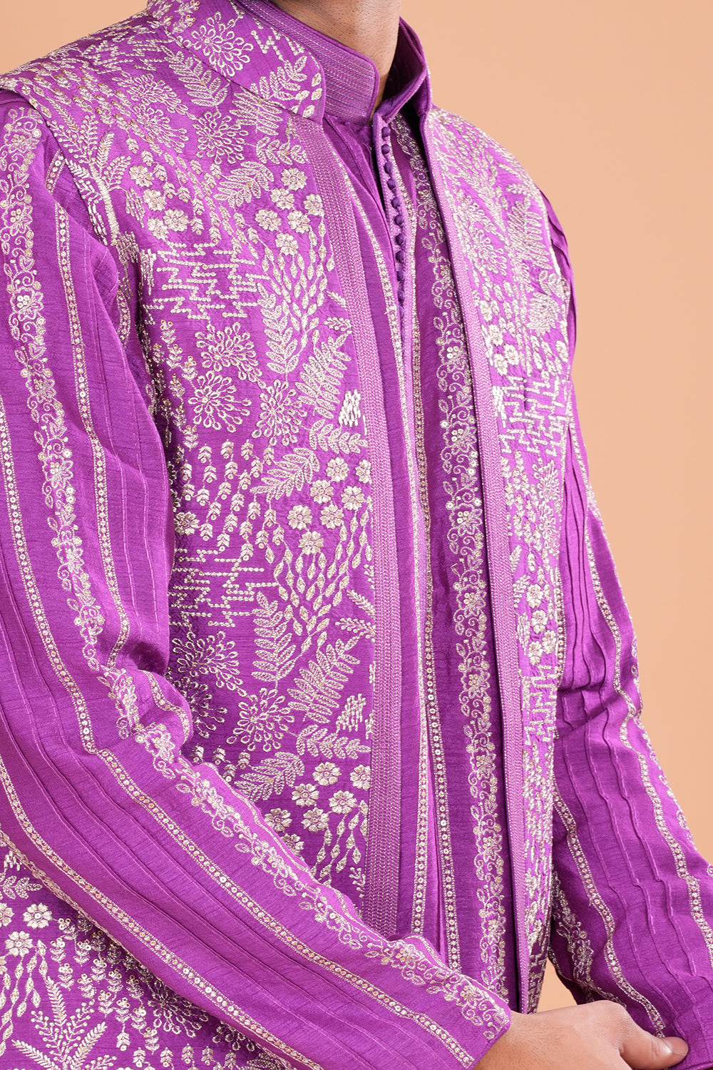Royal Purple Embroidered Bundi Set