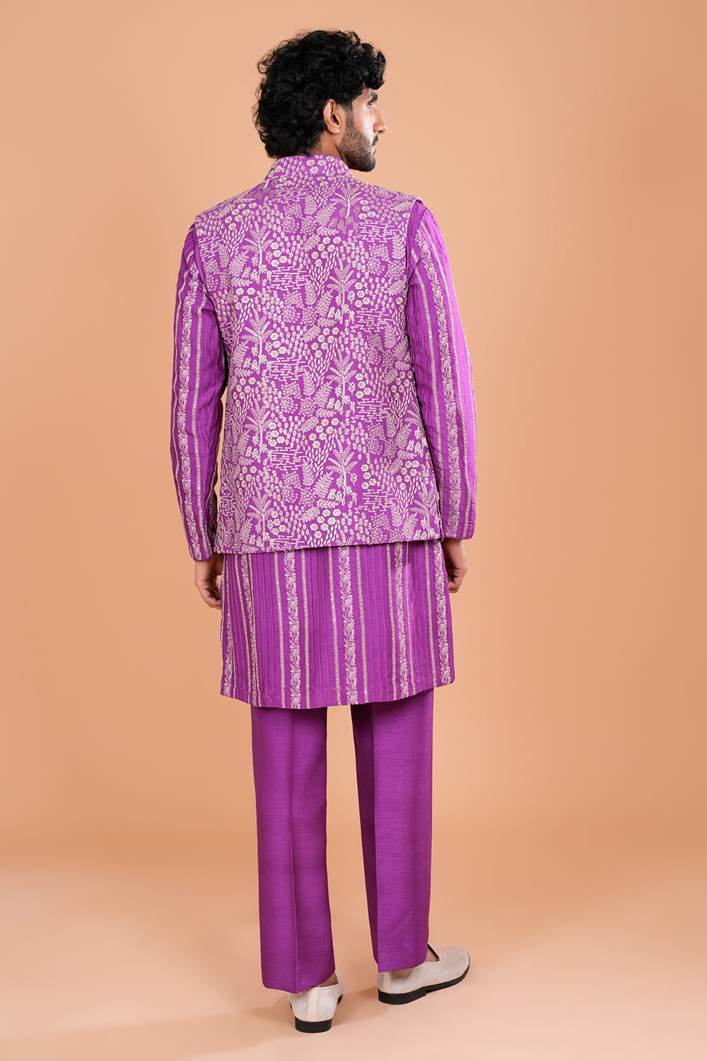Royal Purple Embroidered Bundi Set