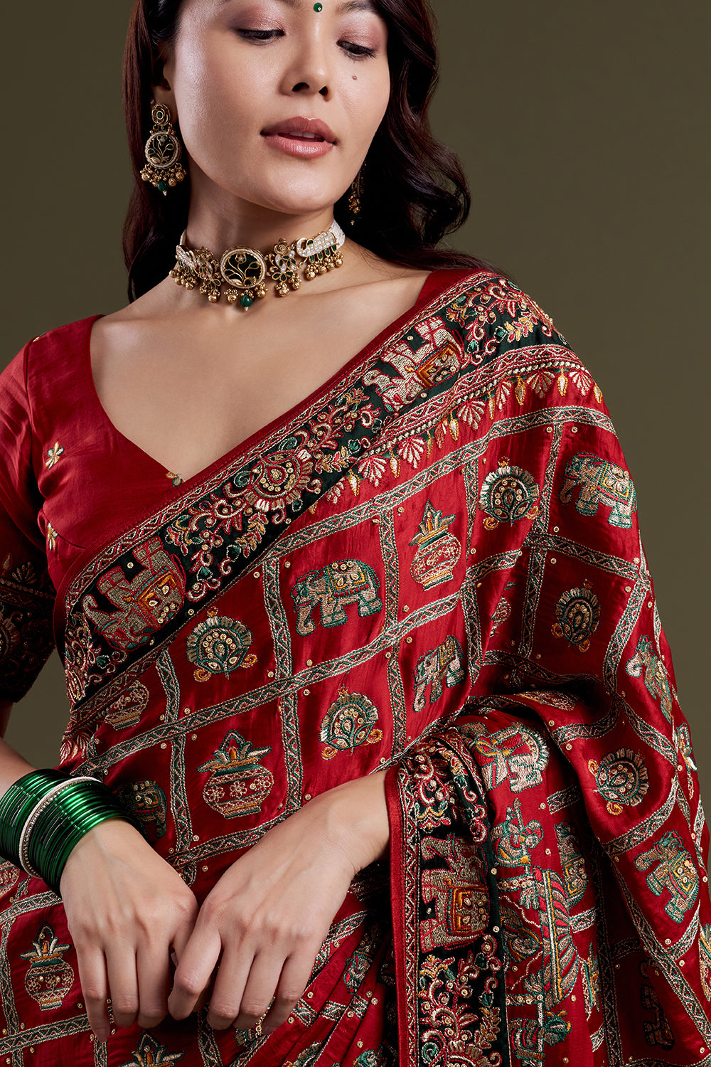 Ruby Heritage Embroidered Saree