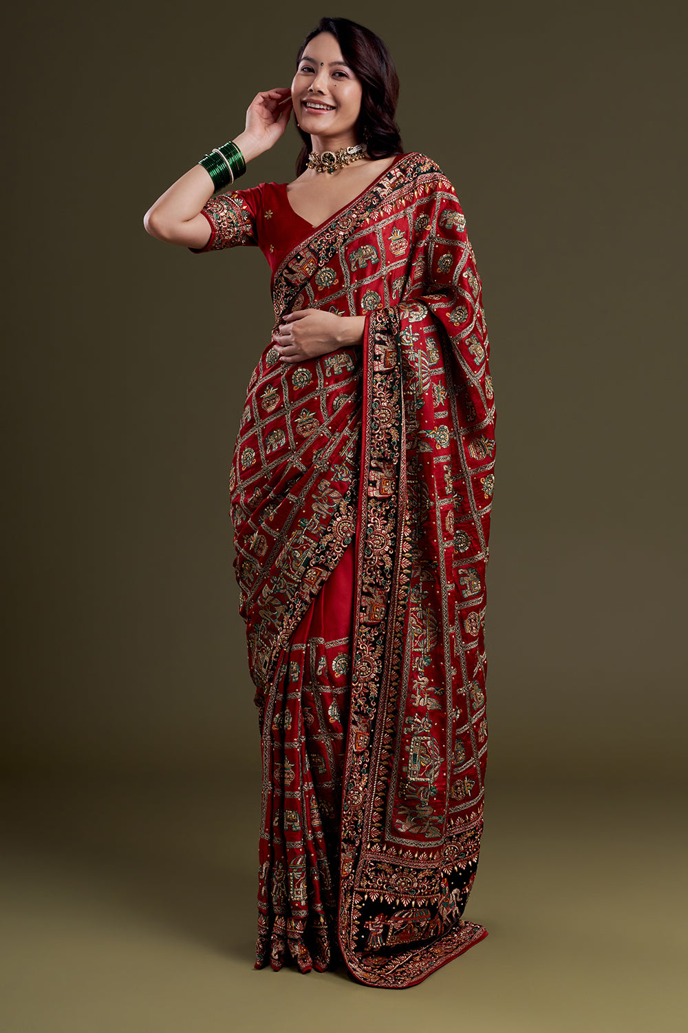 Ruby Heritage Embroidered Saree