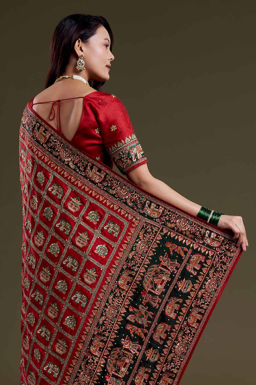 Ruby Heritage Embroidered Saree
