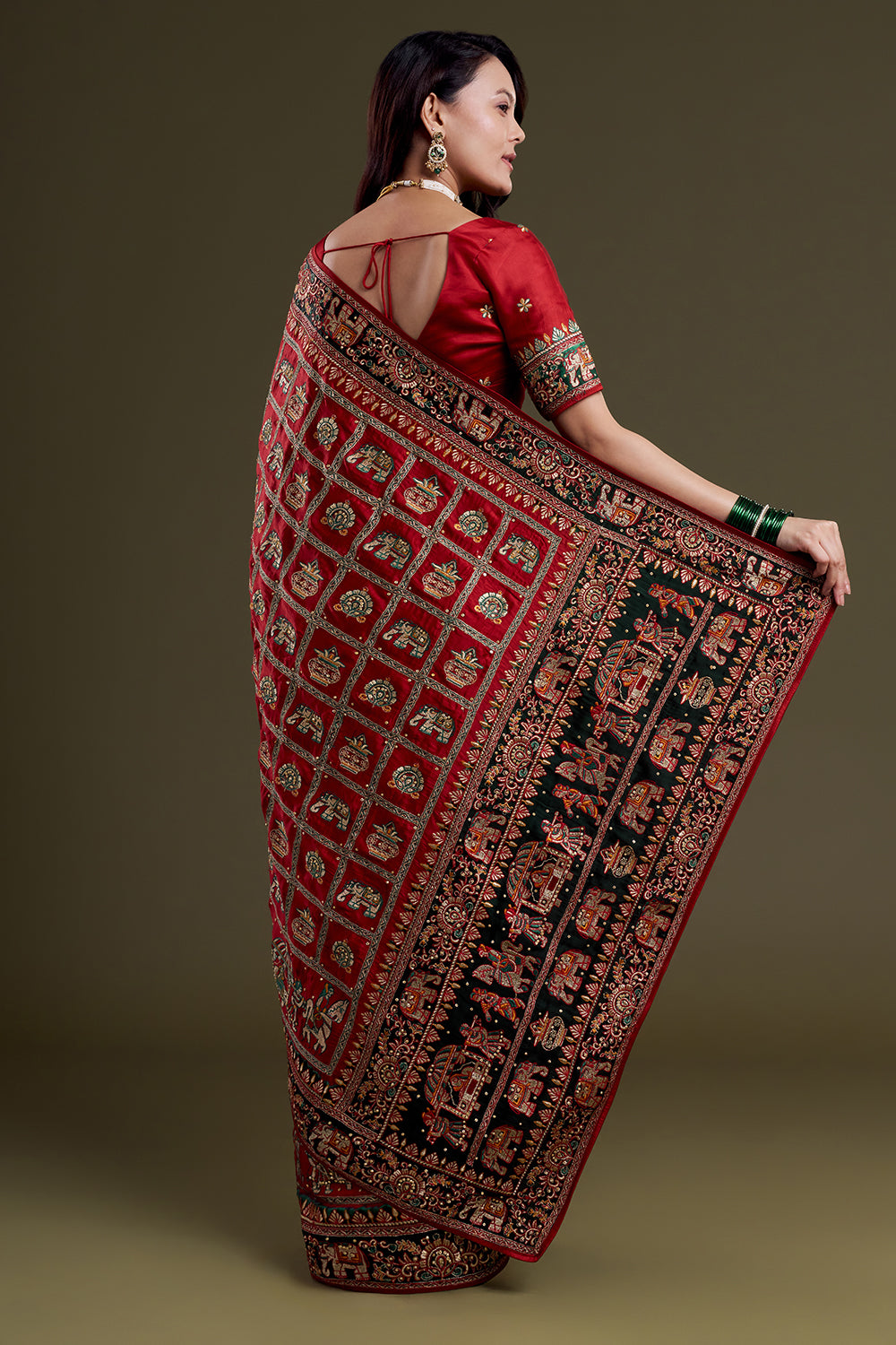 Ruby Heritage Embroidered Saree