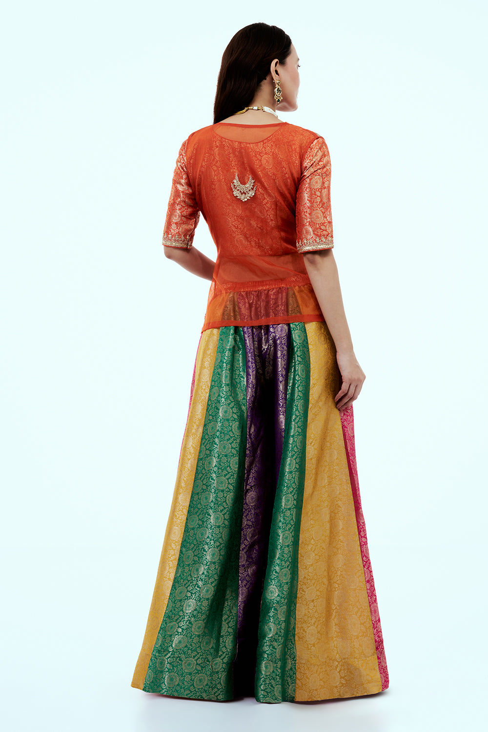 Rust Brocade Silk Suit Set with Zardosi Work