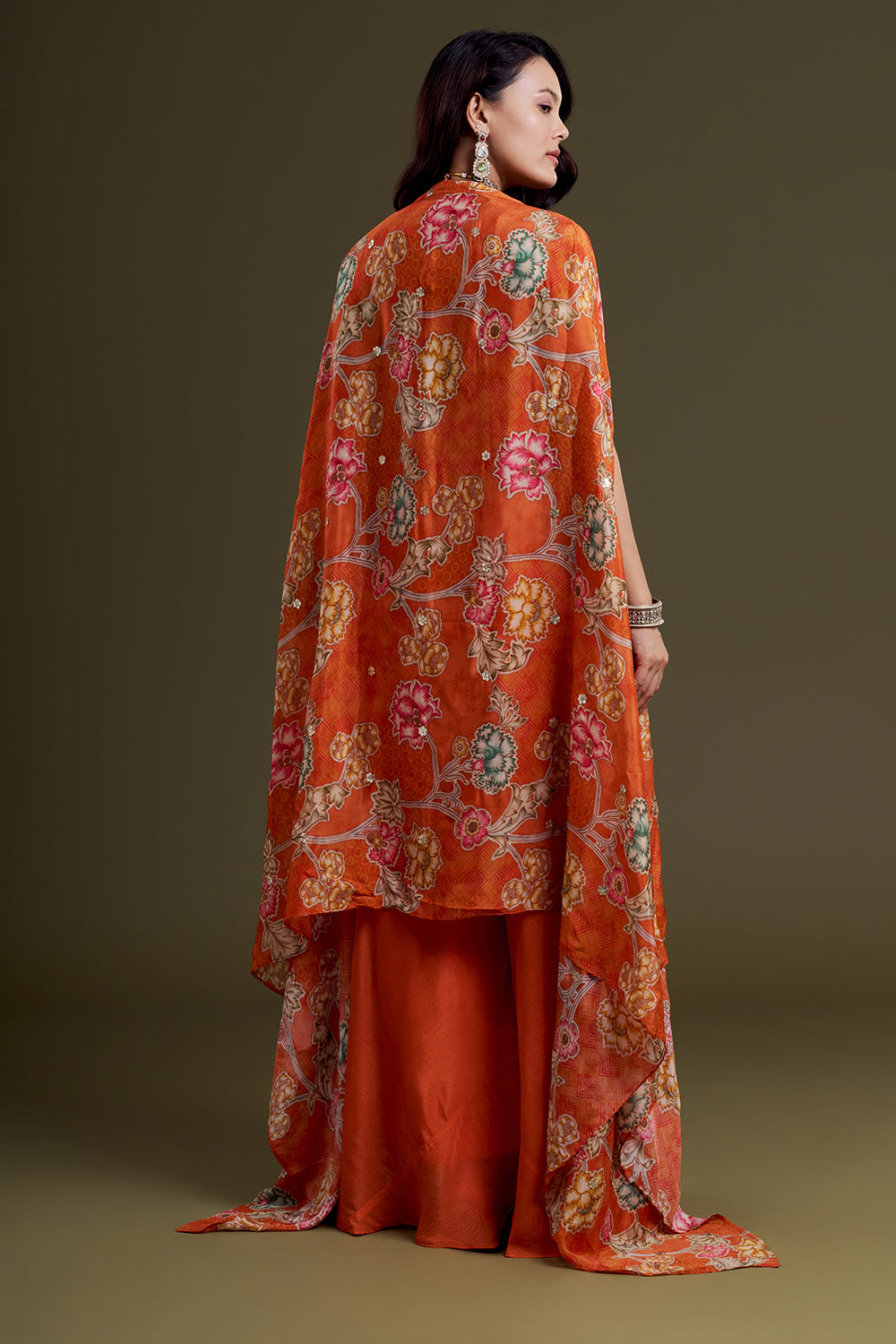 Rust Orange Chiffon Co-ord Set