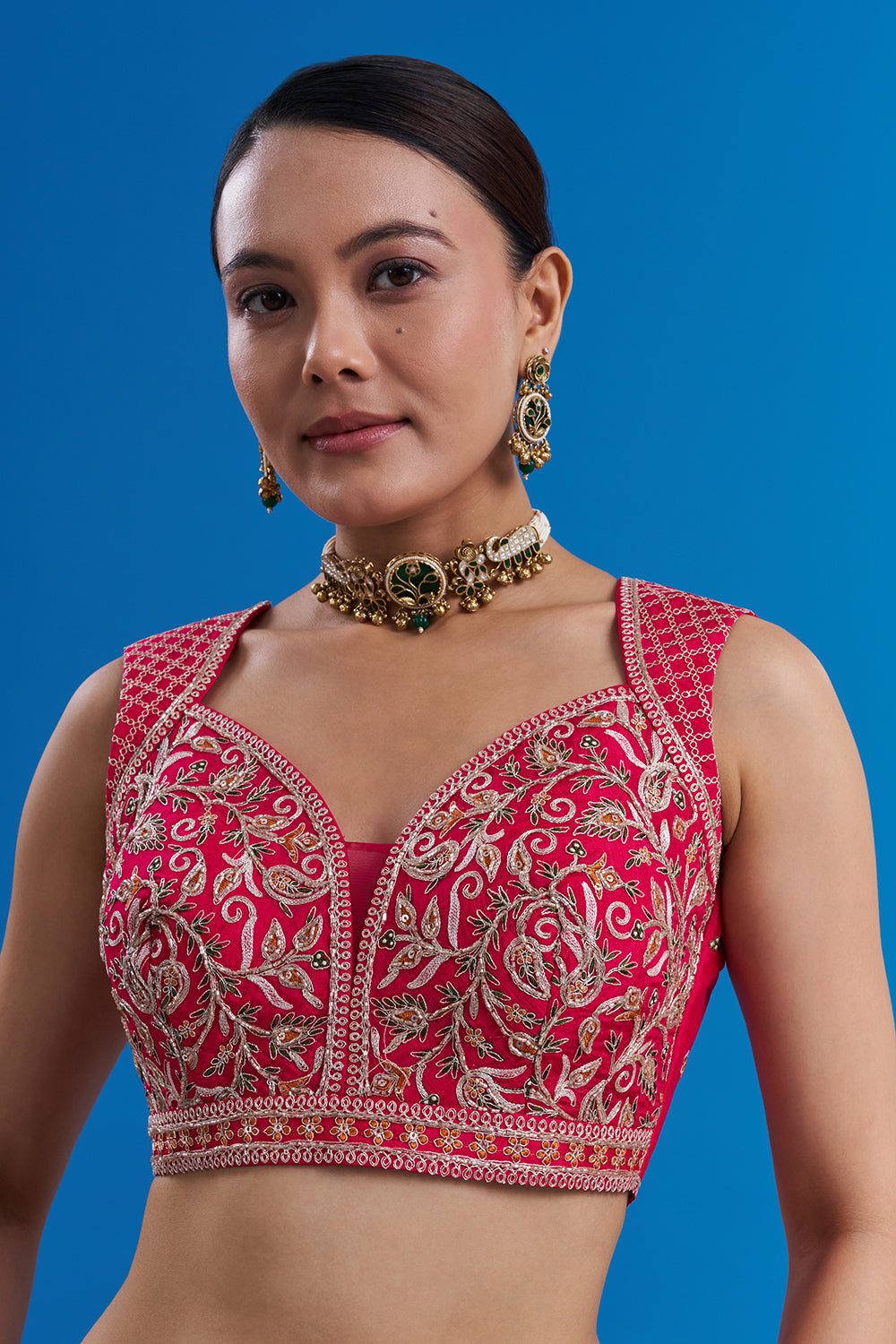 Rust Orange Pure Chiffon Saree with Gold Zari Work And Stitched Blouse