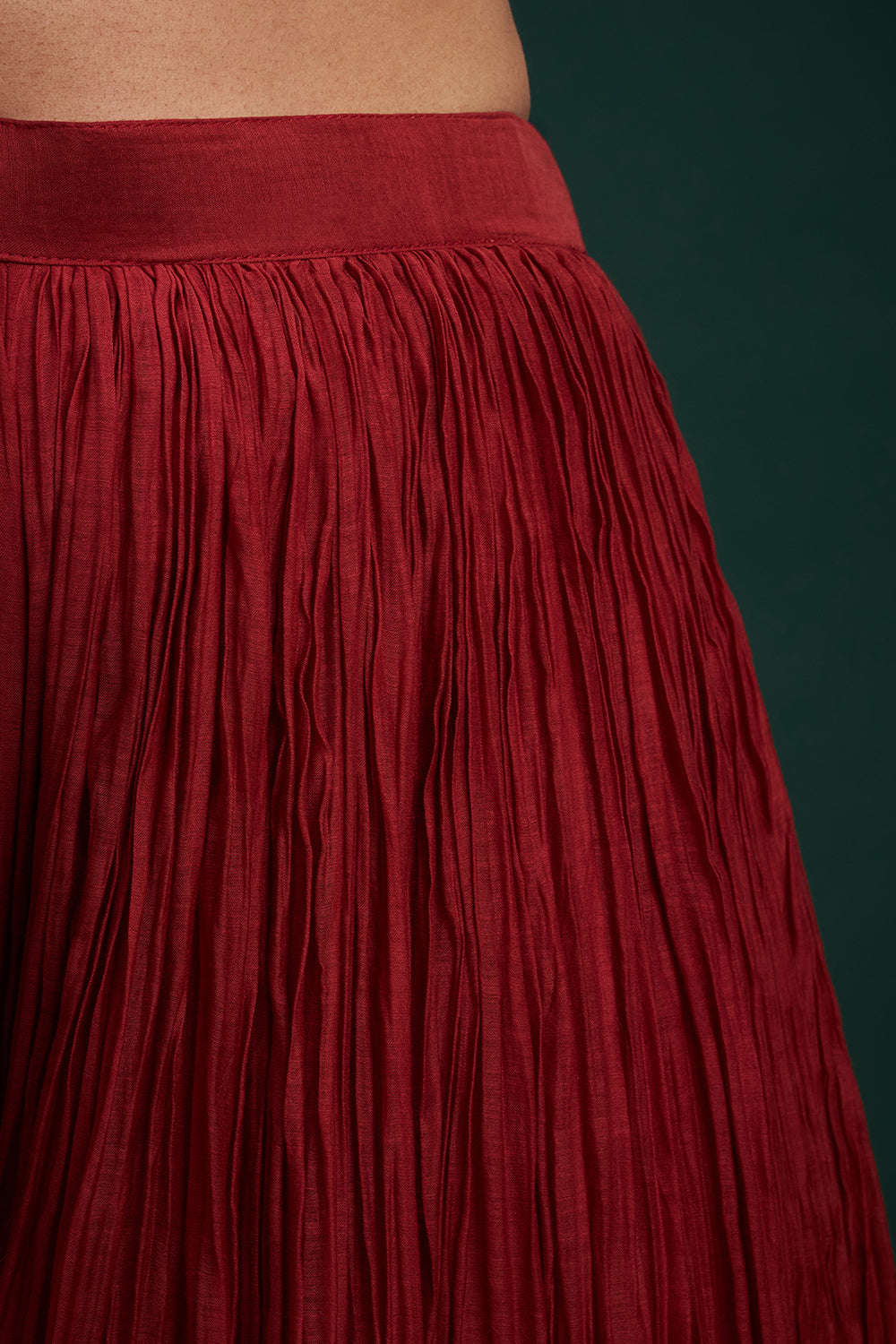 Rust Red Muslin Cotton Indo-Western Suit with Zardozi Work