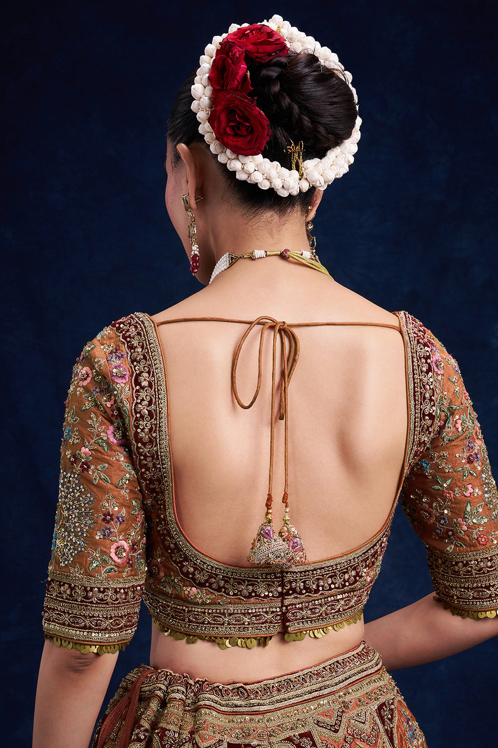Rust Red Raw Silk Bridal Lehenga with Regal Zardozi Work