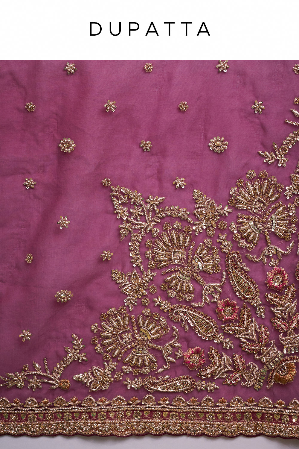 Rust Red Shimmer Tissue Bridal Lehenga with Zardozi and Resham Work
