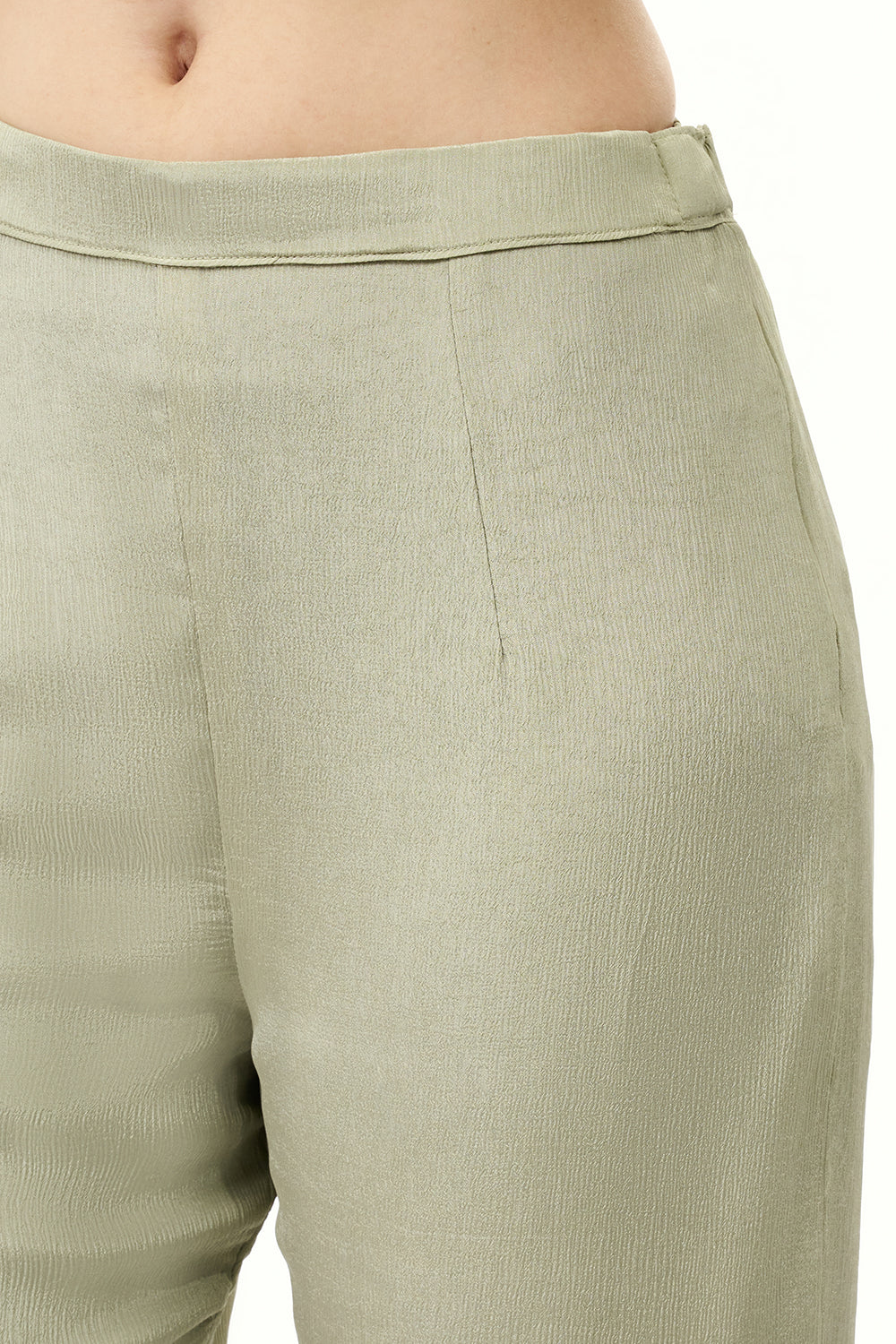 Sage Green Chinon Sharara Set with Moti and Cutdana Work