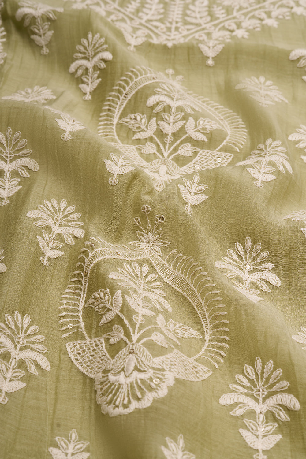 Sage Green Embroidered Unstitched Suit Set