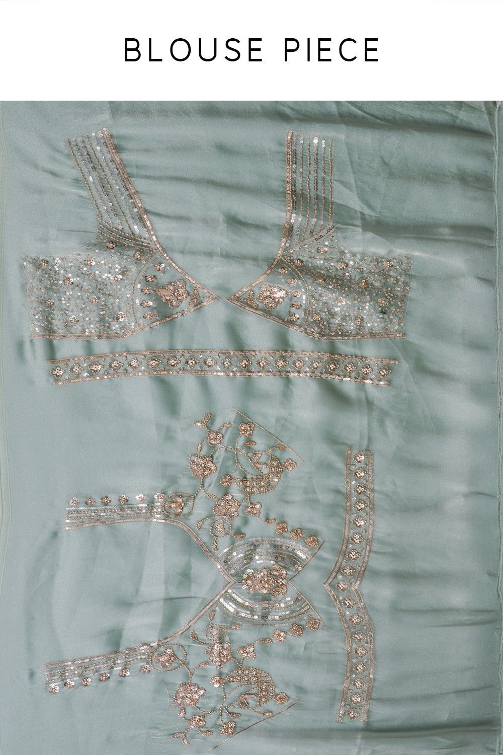 Sage Green Glass Organza Saree with Sequin and Cutdana Work