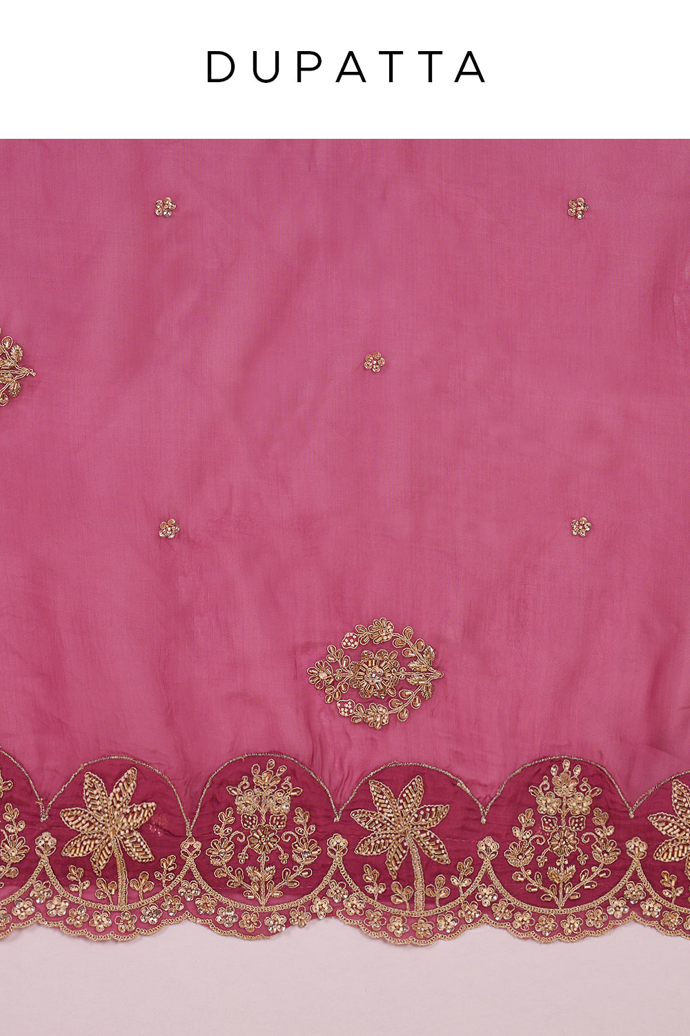Salmon Pink Banarasi Silk Lehenga Set with Sequins and Zari