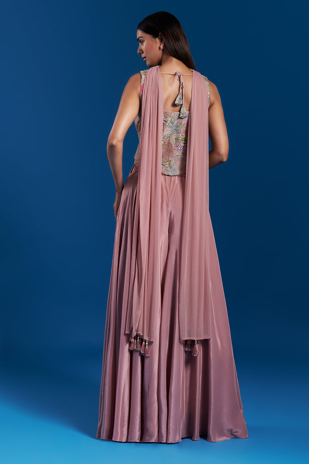 Onion Pink Palazzo Set with Cutdana Work