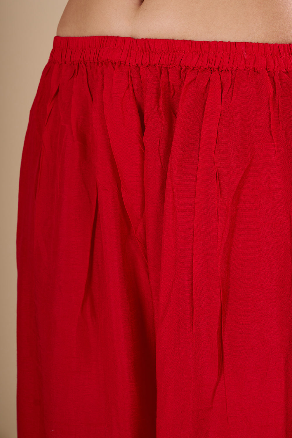 Scarlet Red Cotton Silk Kurta Set