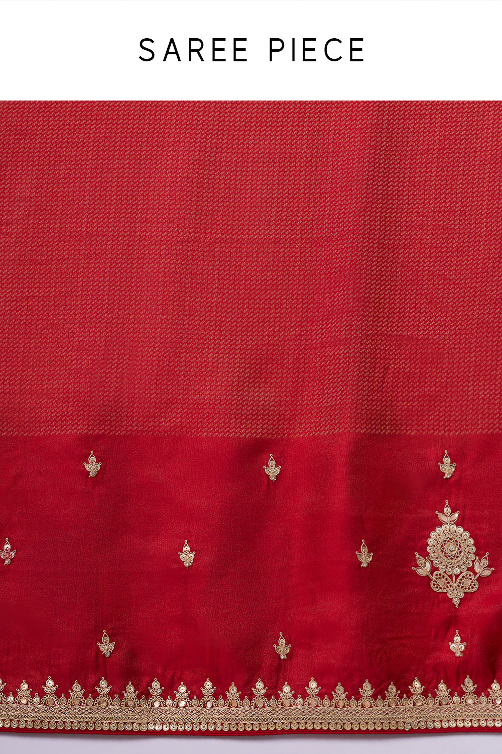 Scarlet Red Tissue Silk Jacquard Saree with Zari and Sequin Work