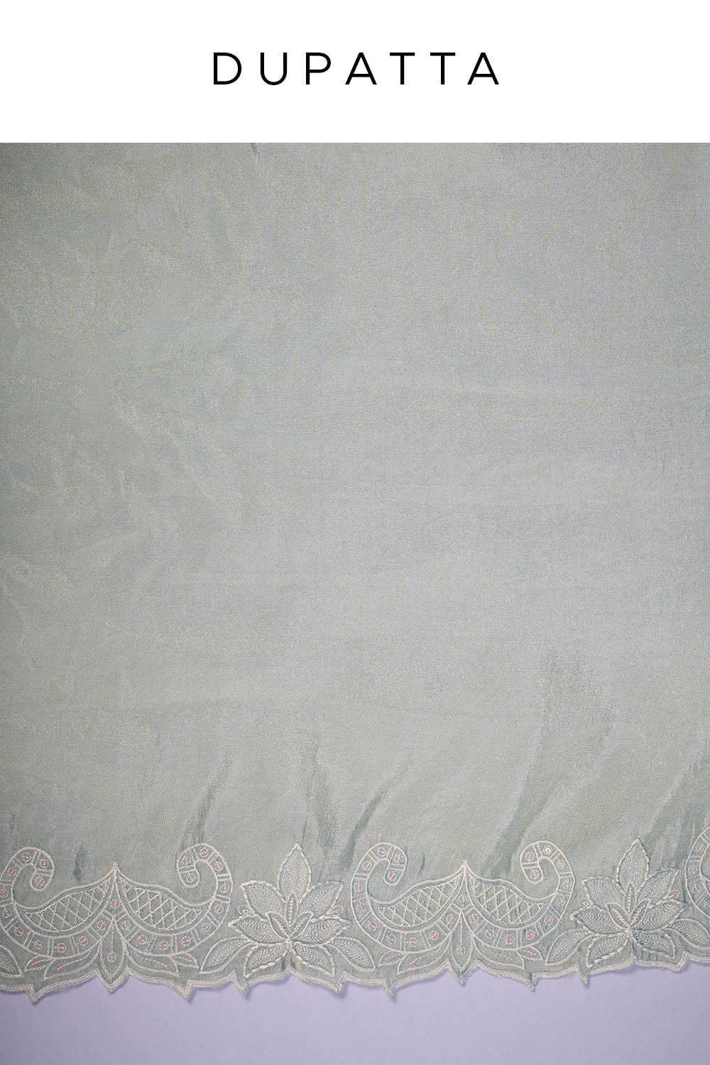 Sea Green Chanderi Kurta Set with Lace Embroidery