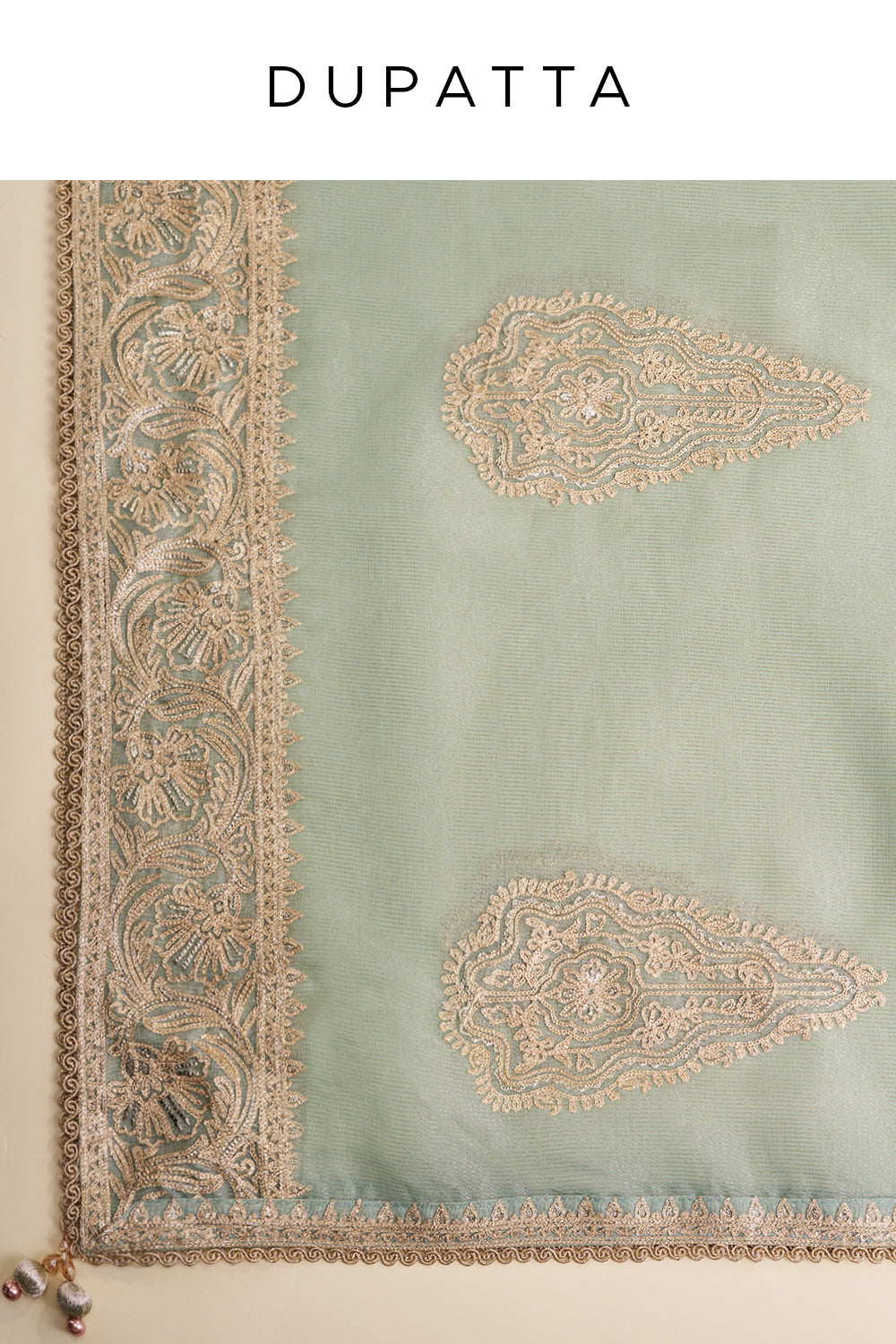 Sea Green Resham Embroidered Unstitched Suit Set