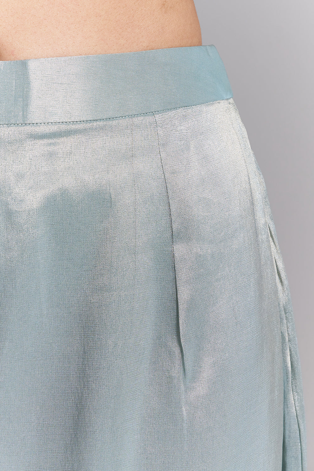 Dusty Blue Silk Blend Kurta Palazzo Set