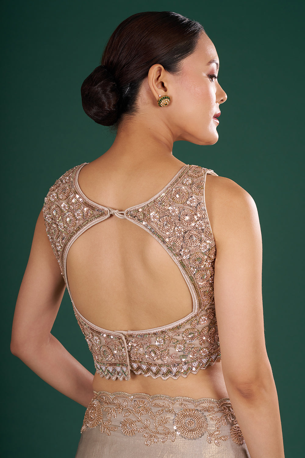 Grey Shimmer Crush Chiffon Saree with Cutdana Embroidery