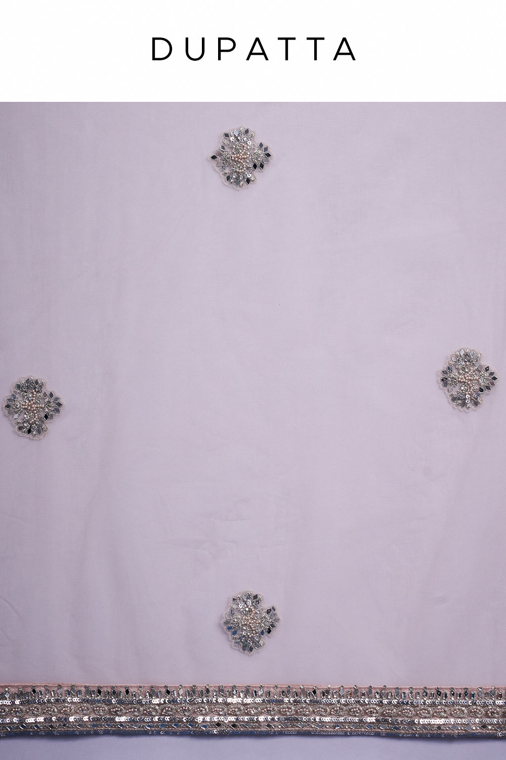 Silver and Pink Net Bridal Lehenga with Cutdana, Sequin and Foil Work