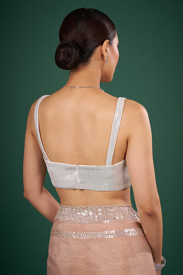 Silver Net Sequin Work Blouse