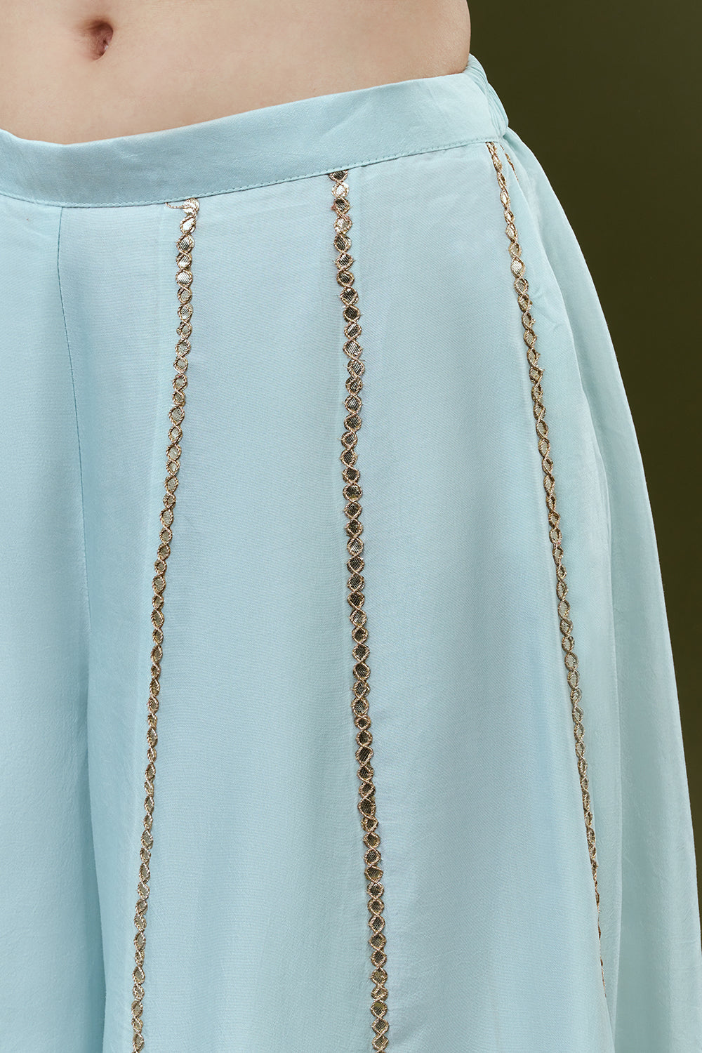 Sky Blue Art Silk Suit Set with Zardosi Work