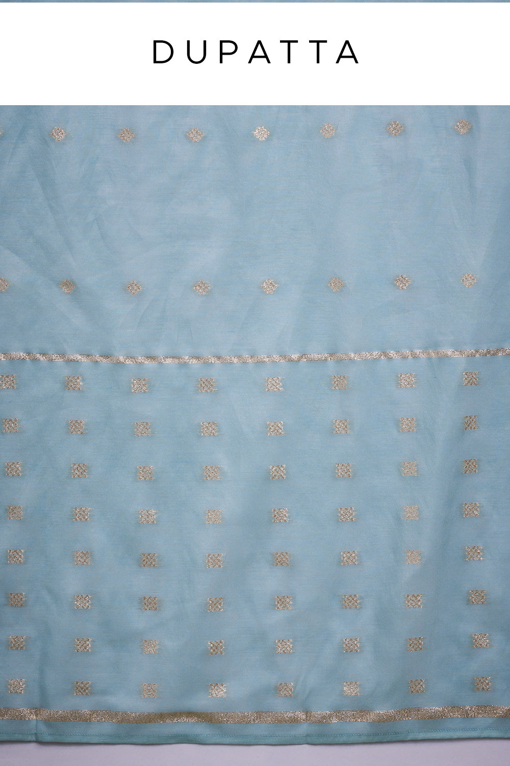 Sky Blue Chinon Salwar Suit with Appliqué Work
