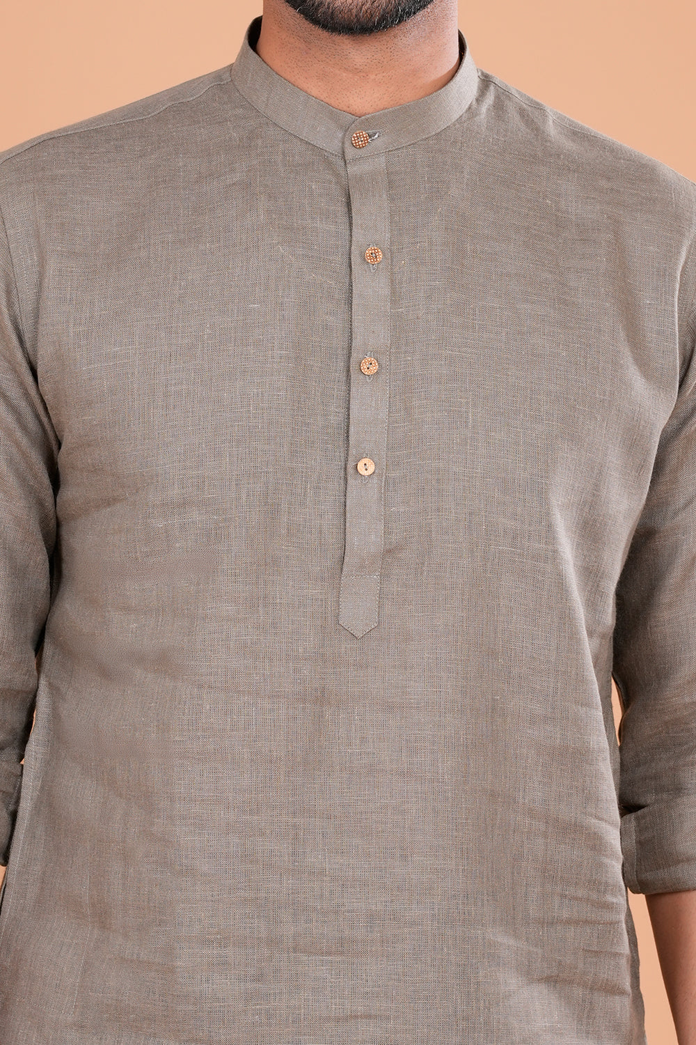 Subtle Taupe Textured Men's Kurta Set
