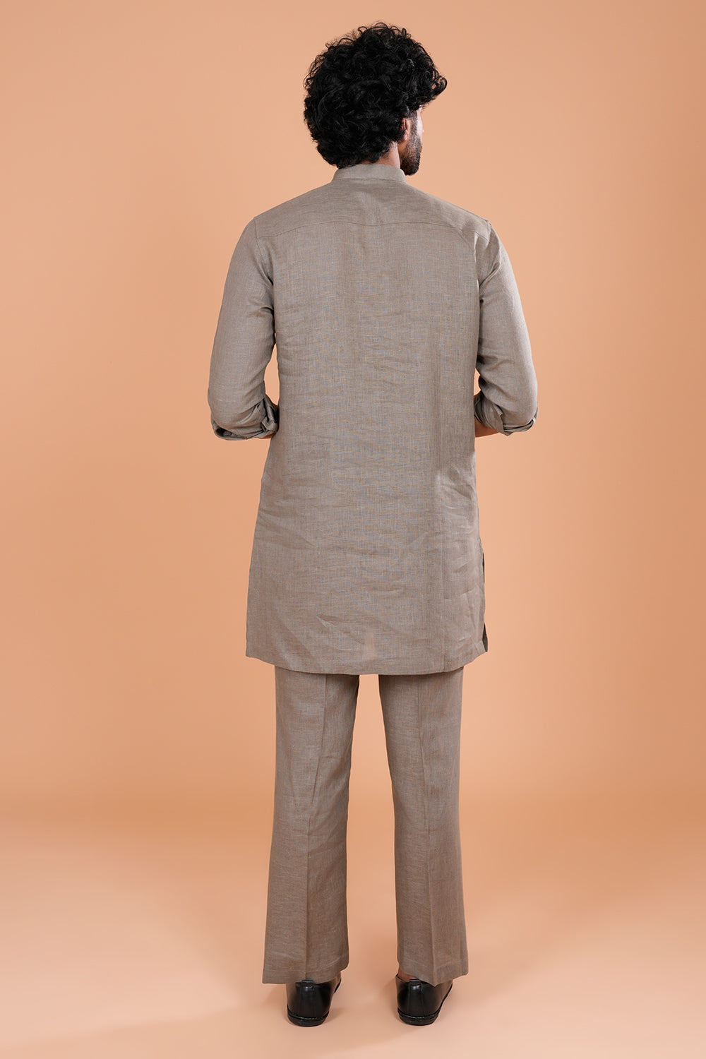 Subtle Taupe Textured Men's Kurta Set