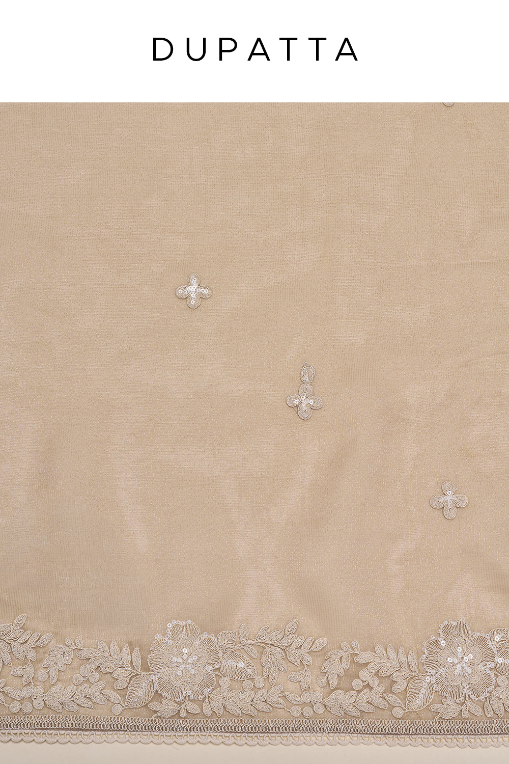Taupe Floral Embroidered Unstitched Suit Set