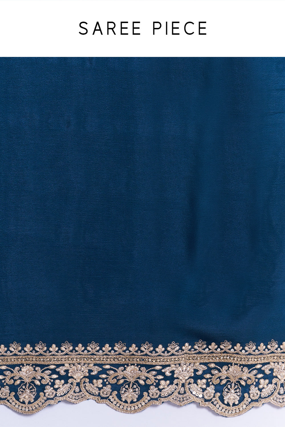 Teal Blue Chiffon Embroidered Saree And Stitched Blouse